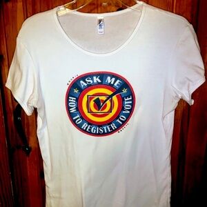 USA White T-shirt VOTE Election L